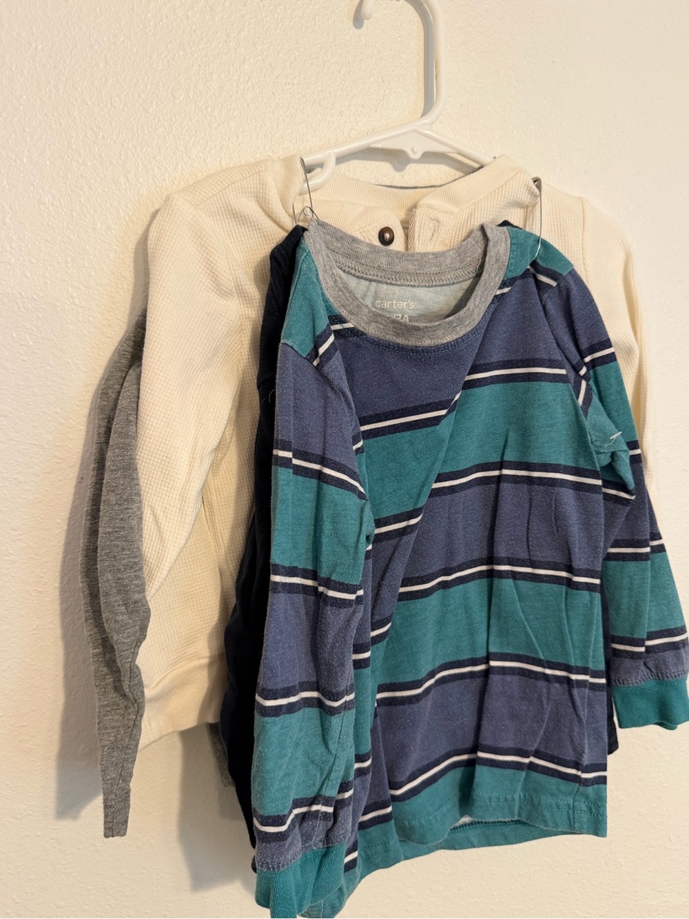 Carter's Teal, Navy & White Striped Long-Sleeve Tee